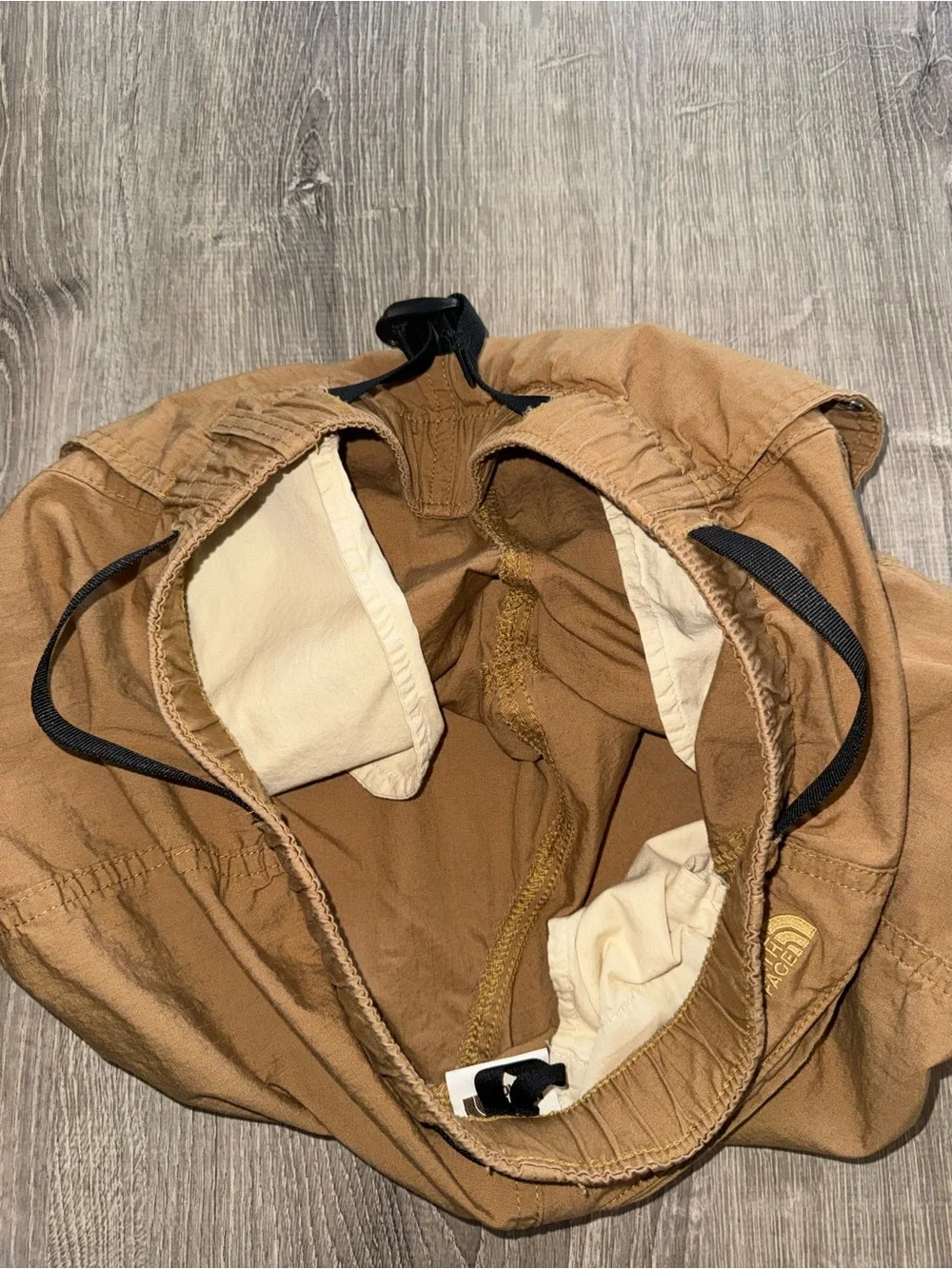 The North Face Men's Caramel Cargo Shorts with Black Accents